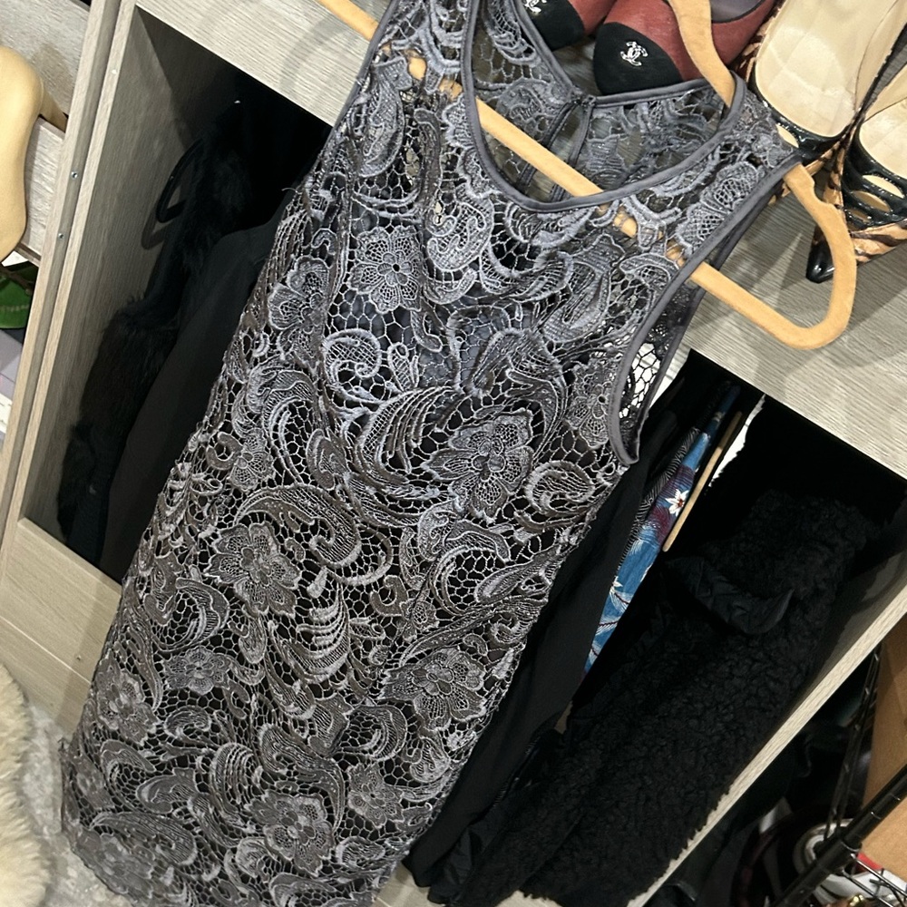 Adrianna‎ Papell Gray Lace Dress